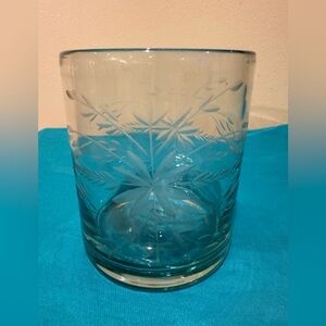 Zodax Etched Atomic Starburst Old Fashioned Rocks Glass